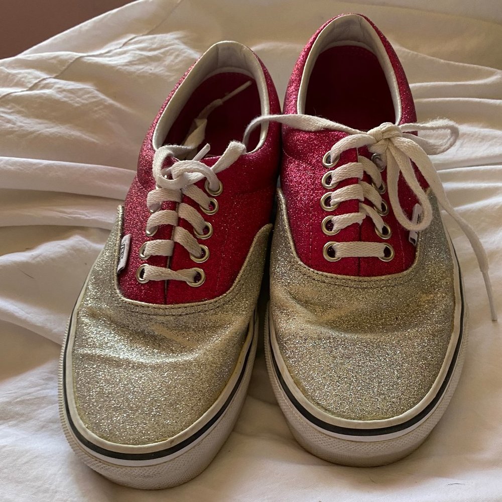 Sparkly Pink and Silver VANS